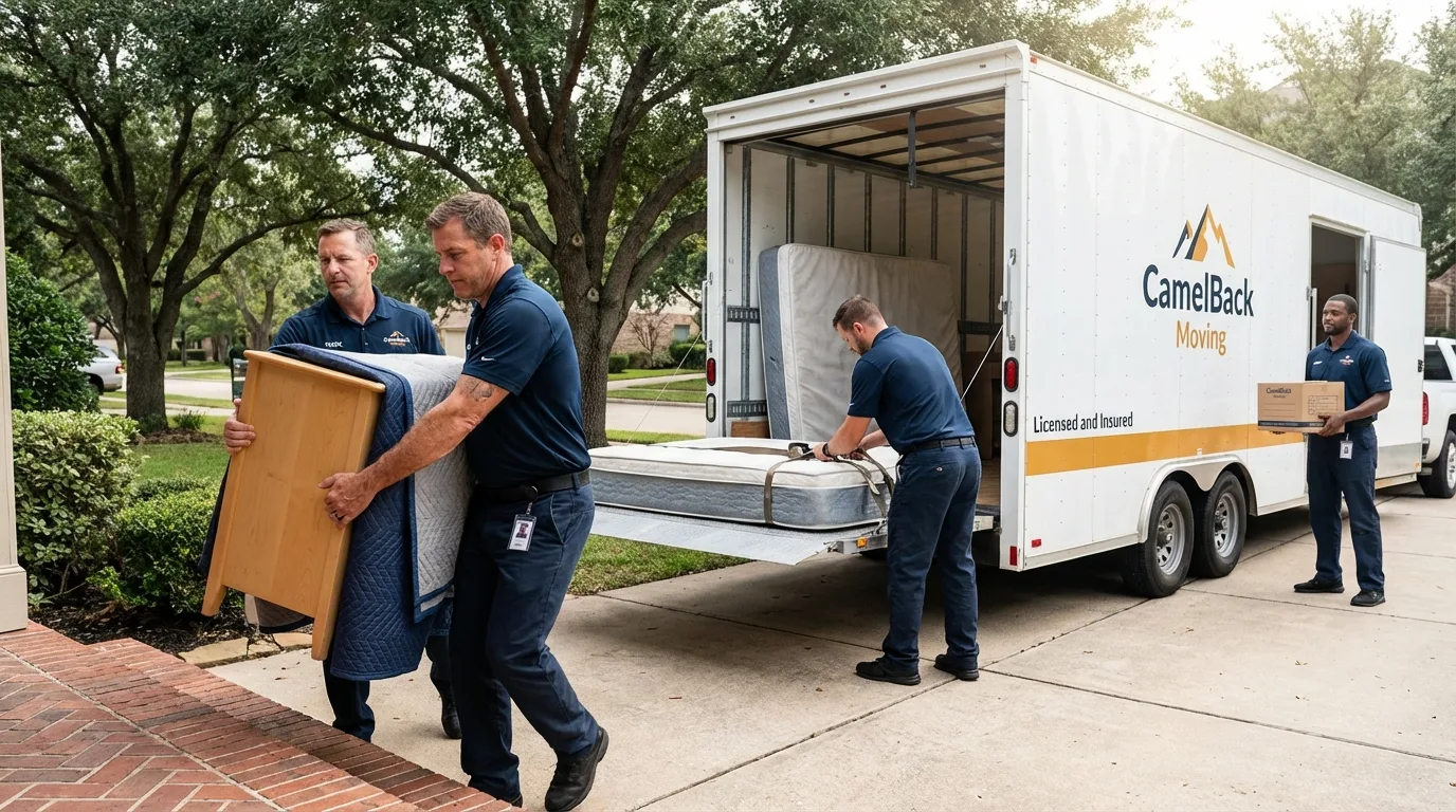 Crew loading residential truck for cross-state move from Bangor, PA