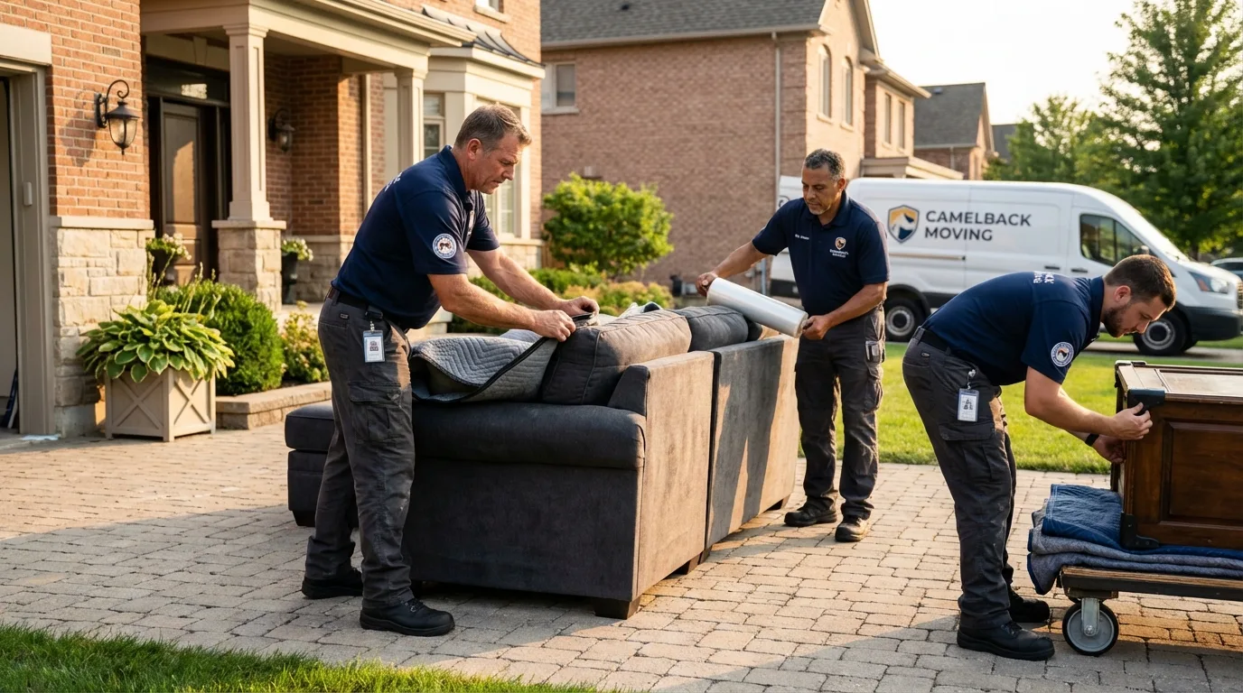 Large estate moving crew wrapping furniture in Bangor, PA