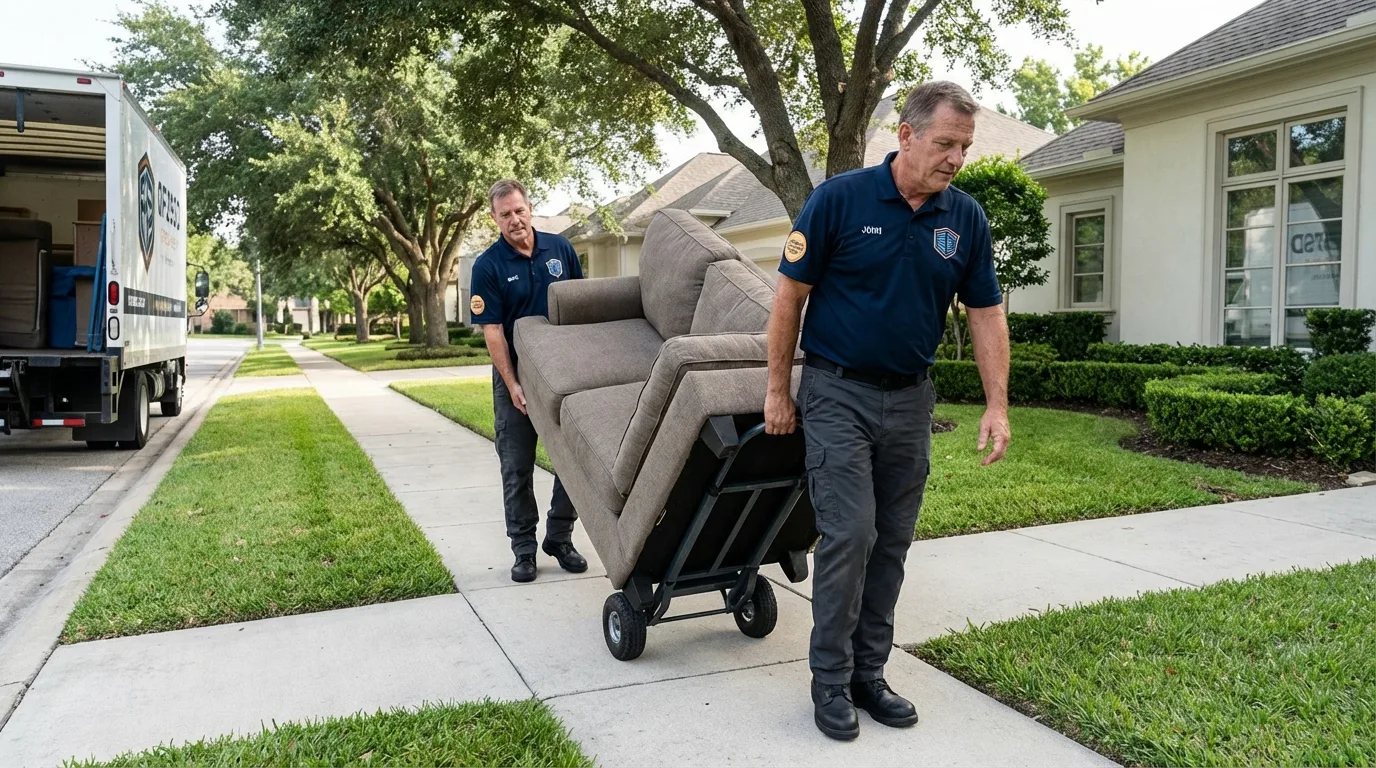 Local residential moving crew loading furniture in Bangor, PA