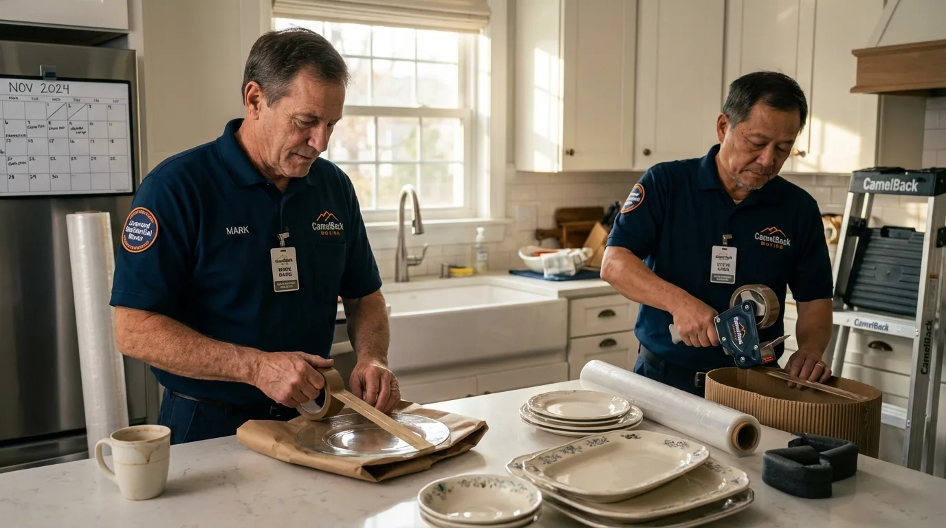 Professional crew packing kitchen dishware in Bangor, PA